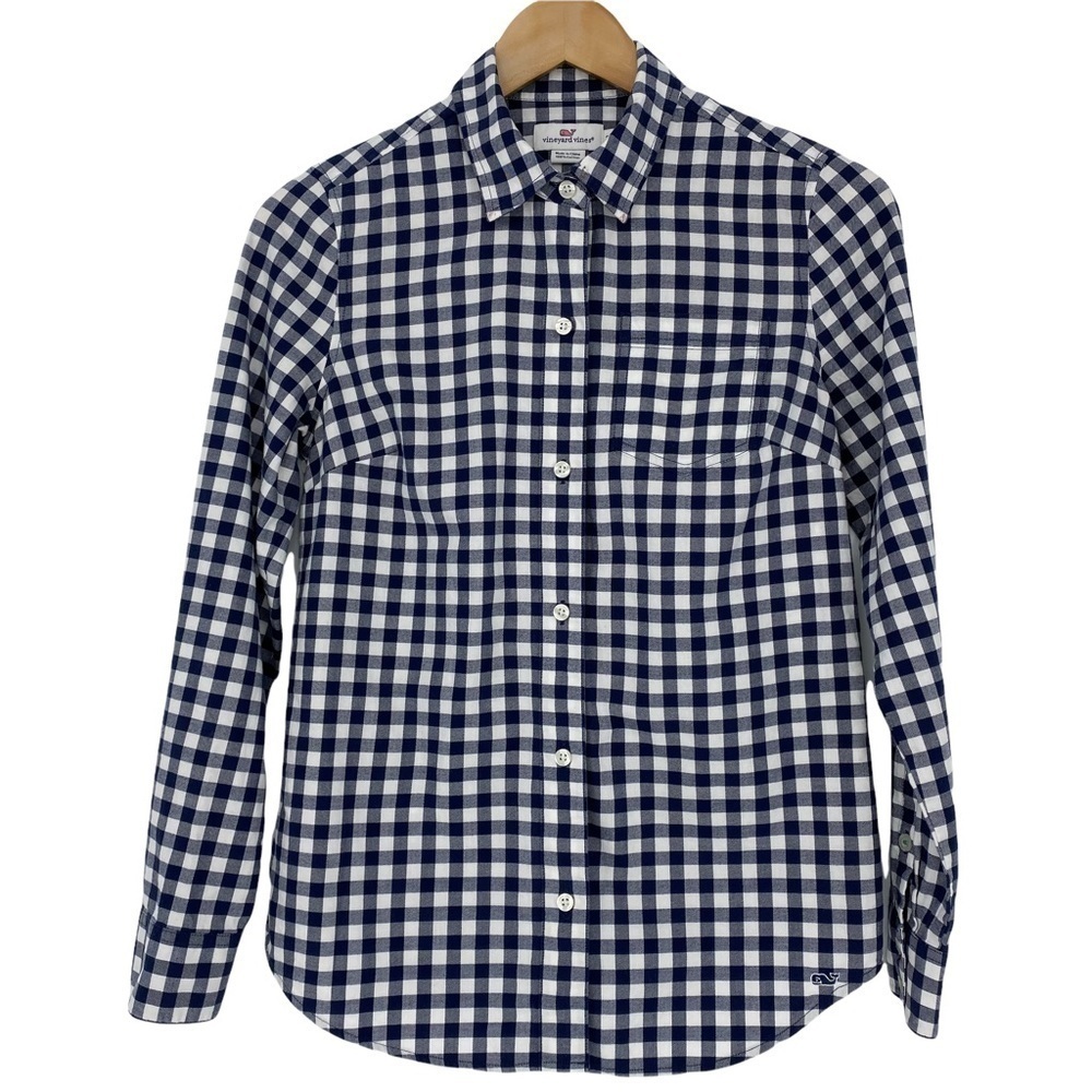 Vineyard Vines blue white buffalo check button down shirt, 2
